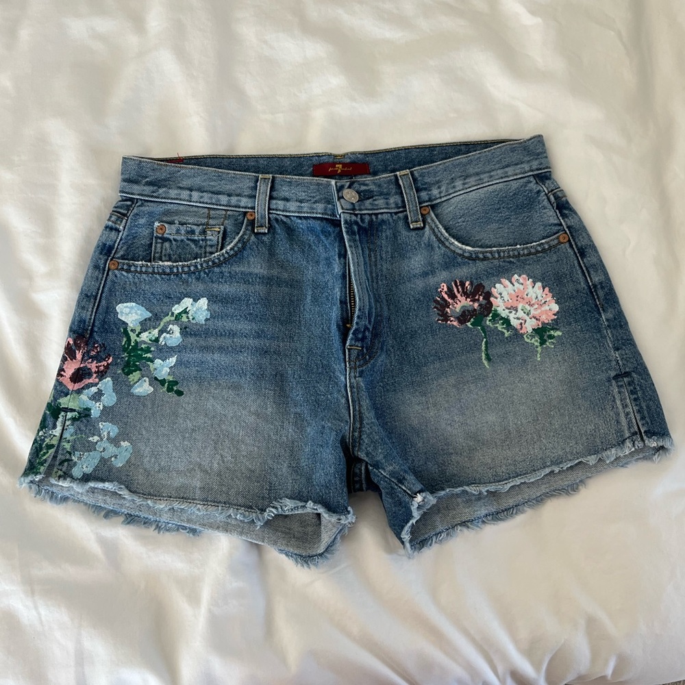 7 for all mankind Flower Denim Shorts